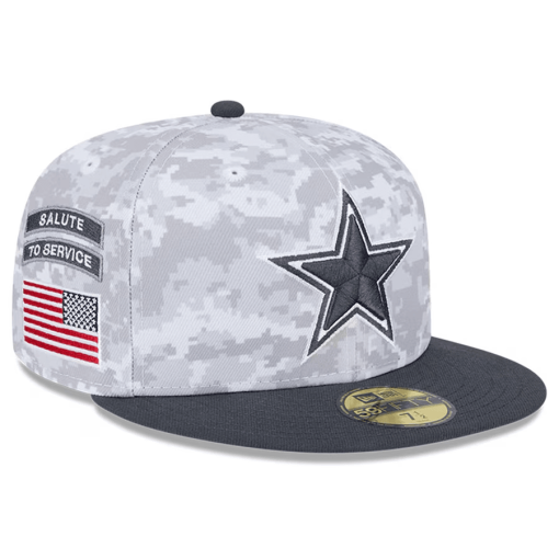 Dallas Cowboys New Era 2024 Salute To Service 59FIFTY Fitted Hat – Arctic Camo/Graphite - Image 3