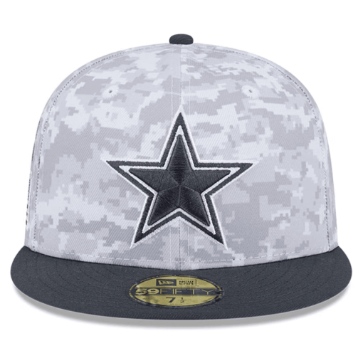 Dallas Cowboys New Era 2024 Salute To Service 59FIFTY Fitted Hat – Arctic Camo/Graphite - Image 2