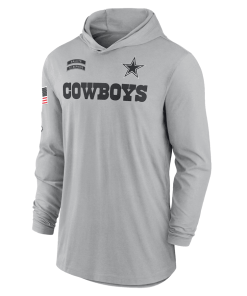 Dallas Cowboys Nike 2024 Salute to Service Lightweight Performance Long Sleeve Hooded T-Shirt – Gray