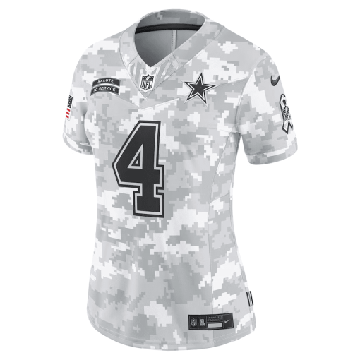 Dak Prescott Dallas Cowboys Nike Women’s 2024 Salute to Service Limited Jersey – Arctic Camo