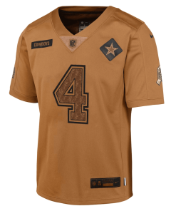 Alternative view of Youth Nike Dak Prescott Brown Dallas Cowboys 2023 Salute To Service Limited Jersey