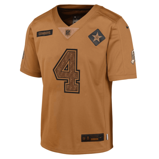 Youth Nike Dak Prescott Brown Dallas Cowboys 2023 Salute To Service Limited Jersey - Image 2