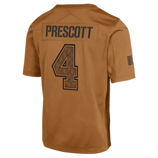 Youth Nike Dak Prescott Brown Dallas Cowboys 2023 Salute To Service Limited Jersey - Image 3