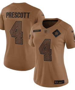 Women’s Nike Dak Prescott Brown Dallas Cowboys 2023 Salute To Service Limited Jersey