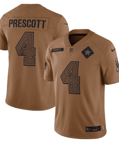 Men’s Nike Dak Prescott Brown Dallas Cowboys 2023 Salute To Service Limited Jersey