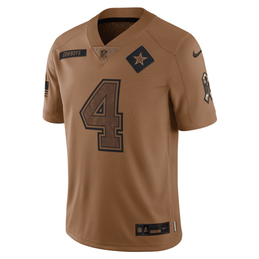 Men’s Nike Dak Prescott Brown Dallas Cowboys 2023 Salute To Service Limited Jersey - Image 2