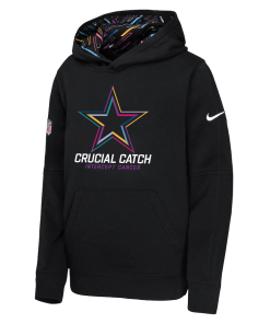 Youth Nike Black Dallas Cowboys 2024 NFL Crucial Catch Pullover Hoodie