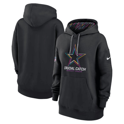 Women’s Nike Black Dallas Cowboys 2024 NFL Crucial Catch Club Pullover Hoodie - Image 3