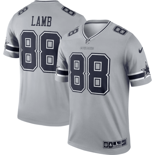 Men’s Nike CeeDee Lamb Gray Dallas Cowboys Inverted Legend Jersey