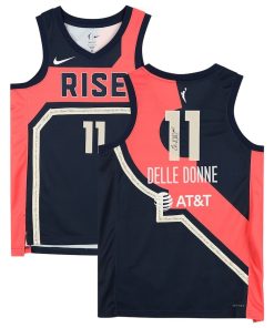 Elena Delle Donne Washington Mystics Autographed Fanatics Authentic Navy Nike 2021 Rebel Edition Victory Player Jersey