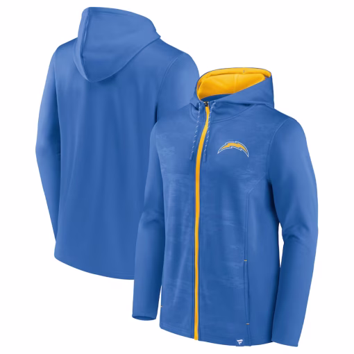 Los Angeles Chargers Fanatics Ball Carrier Full-Zip Hoodie – Powder Blue/Gold
