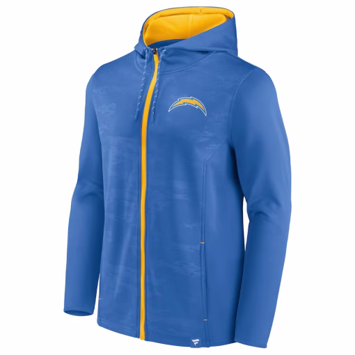 Los Angeles Chargers Fanatics Ball Carrier Full-Zip Hoodie – Powder Blue/Gold - Image 2