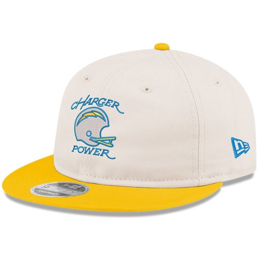 Los Angeles Chargers New Era Charger Power Retro Crown 9FIFTY Adjustable Hat – Cream/Gold