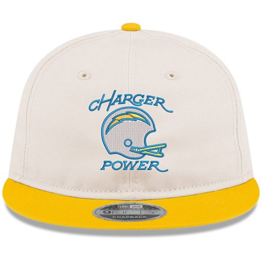 Los Angeles Chargers New Era Charger Power Retro Crown 9FIFTY Adjustable Hat – Cream/Gold - Image 2