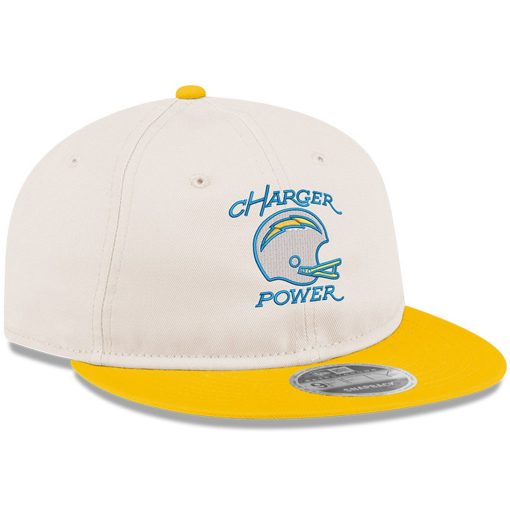 Los Angeles Chargers New Era Charger Power Retro Crown 9FIFTY Adjustable Hat – Cream/Gold - Image 3