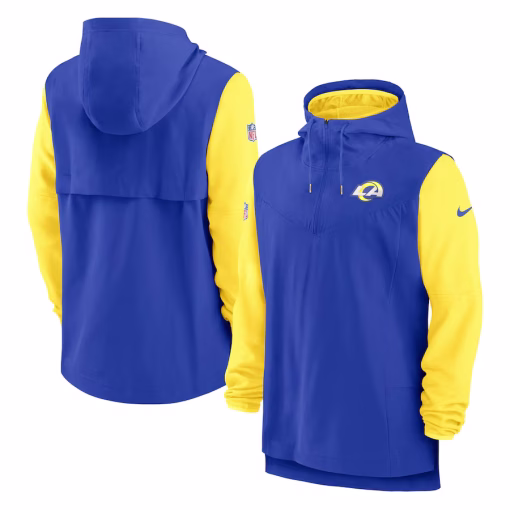 Los Angeles Rams Nike Sideline Player Quarter-Zip Hoodie Jacket – Royal/Gold