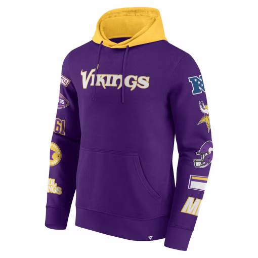 Minnesota Vikings Fanatics Patched Out Pullover Hoodie – Purple/Gold - Image 2