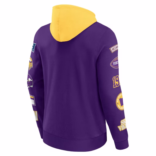 Minnesota Vikings Fanatics Patched Out Pullover Hoodie – Purple/Gold - Image 3