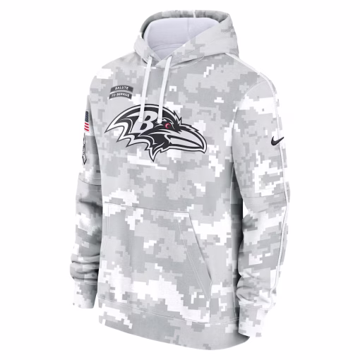 Baltimore Ravens Nike Youth 2024 Salute To Service Pullover Hoodie – White/Gray - Image 2