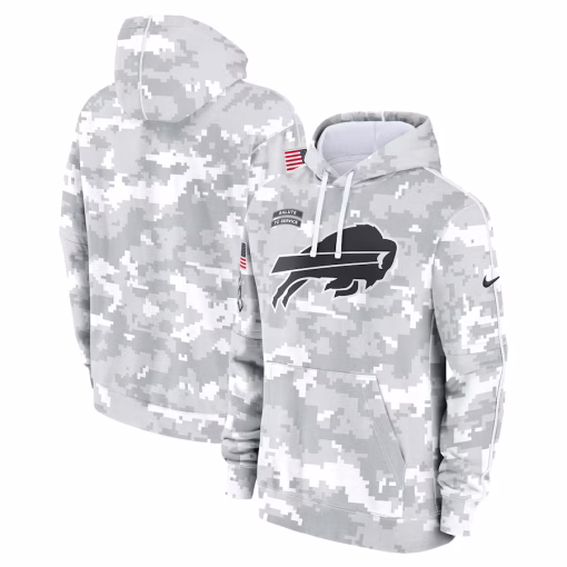 Buffalo Bills Nike Youth 2024 Salute To Service Pullover Hoodie – White/Gray