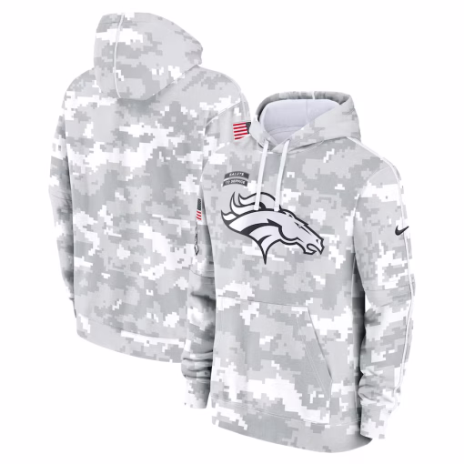 Denver Broncos Nike Youth 2024 Salute To Service Pullover Hoodie – White/Gray