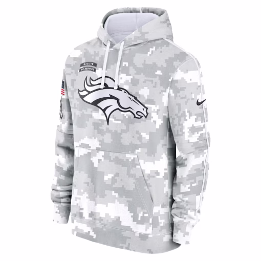 Denver Broncos Nike Youth 2024 Salute To Service Pullover Hoodie – White/Gray - Image 2
