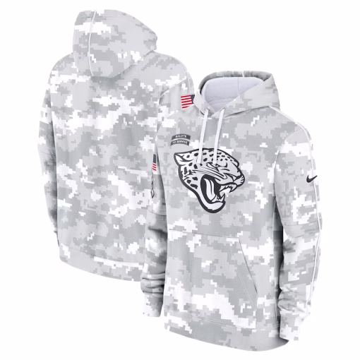 Jacksonville Jaguars Nike Youth 2024 Salute To Service Pullover Hoodie – White/Gray