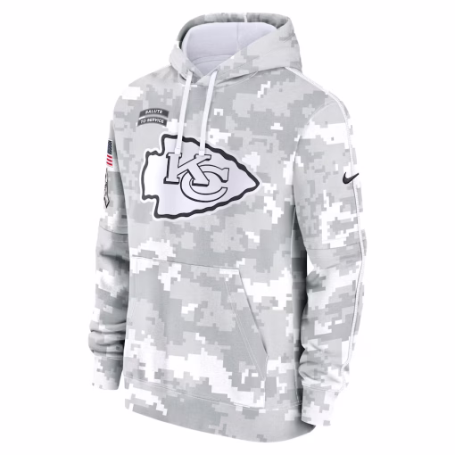 Youth Kansas City Chiefs Nike White/Gray 2024 Salute To Service Pullover Hoodie - Image 2