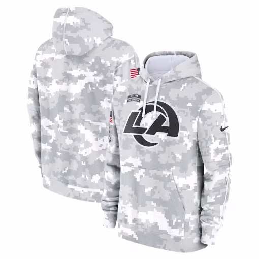 Los Angeles Rams Nike Youth 2024 Salute To Service Pullover Hoodie – White/Gray