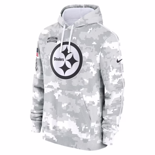 Youth Pittsburgh Steelers Nike White/Gray 2024 Salute To Service Pullover Hoodie - Image 2