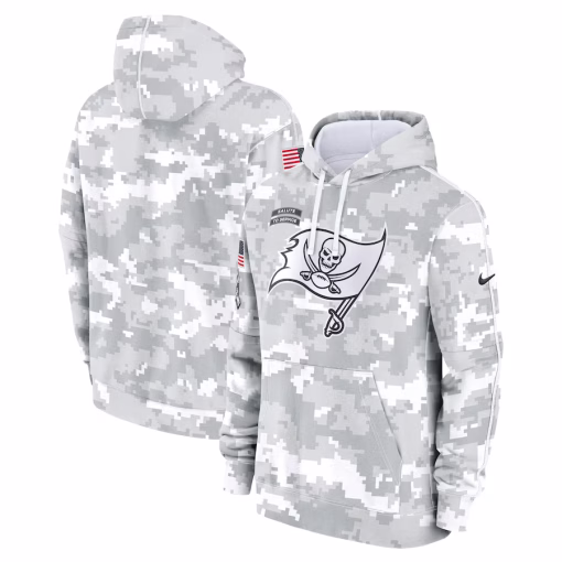 Tampa Bay Buccaneers Nike Youth 2024 Salute To Service Pullover Hoodie – White/Gray