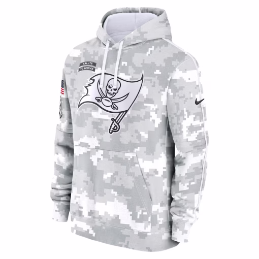 Tampa Bay Buccaneers Nike Youth 2024 Salute To Service Pullover Hoodie – White/Gray - Image 2