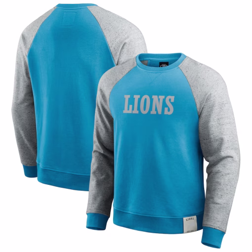 Detroit Lions Darius Rucker Collection by Fanatics Colorblock Pullover Sweatshirt – Blue/Heather Gray