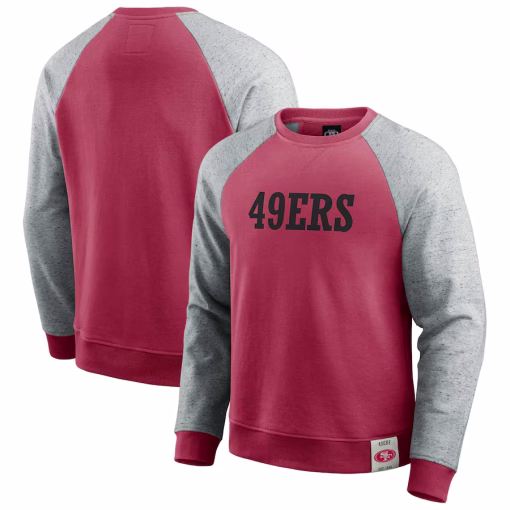 San Francisco 49ers Darius Rucker Collection by Fanatics Colorblock Pullover Sweatshirt – Scarlet/Heather Gray