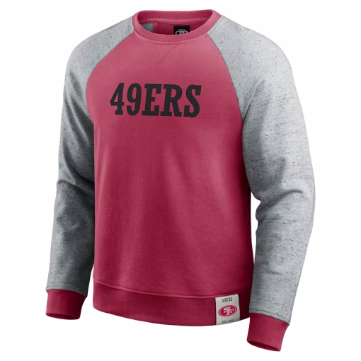 San Francisco 49ers Darius Rucker Collection by Fanatics Colorblock Pullover Sweatshirt – Scarlet/Heather Gray - Image 2