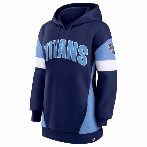 Tennessee Titans Fanatics Women’s Lock It Down Pullover Hoodie – Navy/Light Blue - Image 3