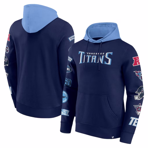 Tennessee Titans Fanatics Patched Out Pullover Hoodie – Navy/Light Blue