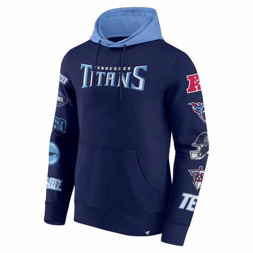 Tennessee Titans Fanatics Patched Out Pullover Hoodie – Navy/Light Blue - Image 3