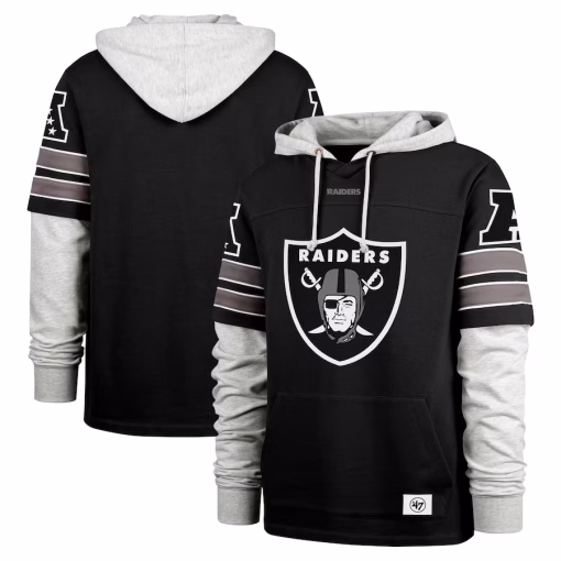 Las Vegas Raiders ’47 Double Header Blitz Cornerback Pullover Hoodie – Black