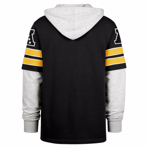 Men’s Pittsburgh Steelers ’47 Black Double Header Blitz Cornerback Pullover Hoodie - Image 3