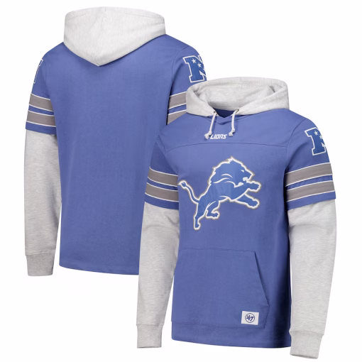 Detroit Lions ’47 Double Header Blitz Cornerback Pullover Hoodie – Blue