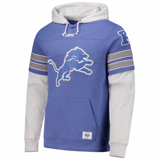 Detroit Lions ’47 Double Header Blitz Cornerback Pullover Hoodie – Blue - Image 2