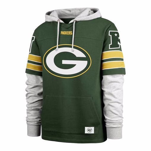 Men’s Green Bay Packers ’47 Green Double Header Blitz Cornerback Pullover Hoodie - Image 2