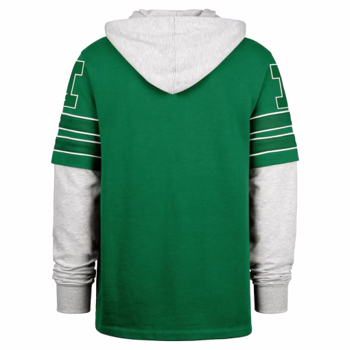 Men’s Philadelphia Eagles ’47 Kelly Green Double Header Blitz Throwback Cornerback Pullover Hoodie - Image 3