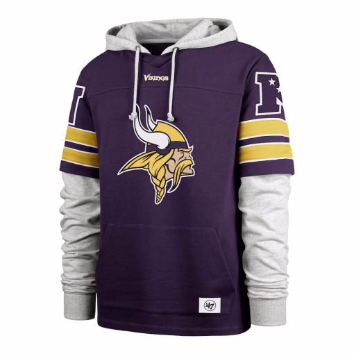 Minnesota Vikings ’47 Double Header Blitz Cornerback Pullover Hoodie – Purple - Image 2