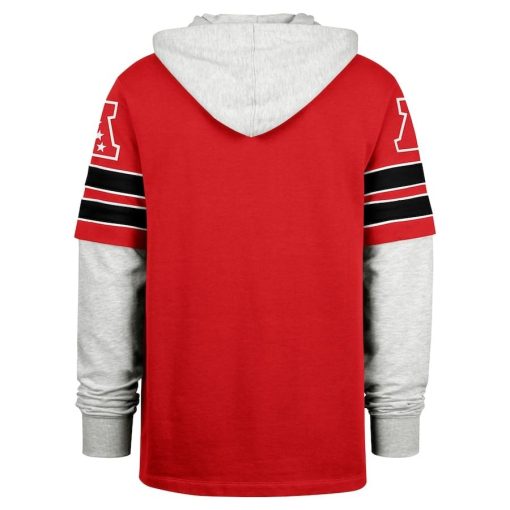 Men’s Kansas City Chiefs ’47 Red Double Header Blitz Cornerback Pullover Hoodie - Image 3