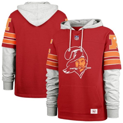 Tampa Bay Buccaneers ’47 Throwback Double Header Blitz Cornerback Pullover Hoodie – Red