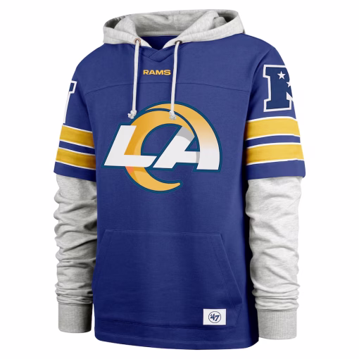 Los Angeles Rams ’47 Double Header Blitz Cornerback Pullover Hoodie – Royal - Image 2