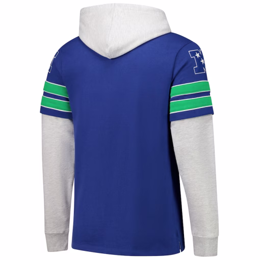 Seattle Seahawks ’47 Double Header Blitz Throwback Cornerback Pullover Hoodie – Royal - Image 3