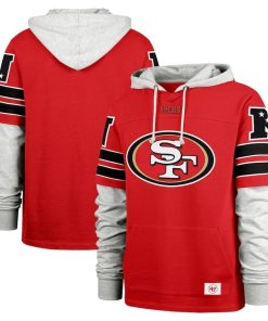 San Francisco 49ers ’47 Double Header Blitz Cornerback Pullover Hoodie – Scarlet